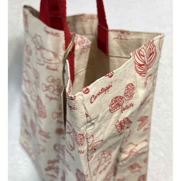 PASTA Cotton Canvas Tote Reusable Shopping Bag Red Cream Chef Gift Ecofriendly - Picture 9 of 17